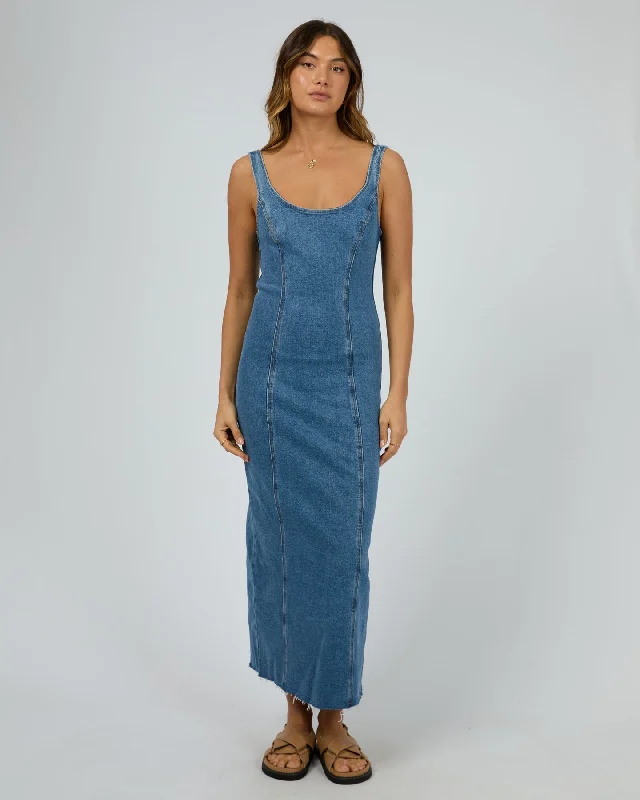 All About Eve Alexandra Midi Dress - Heritage Blue - Heritage Blue Stylish Vintage Midi Dress