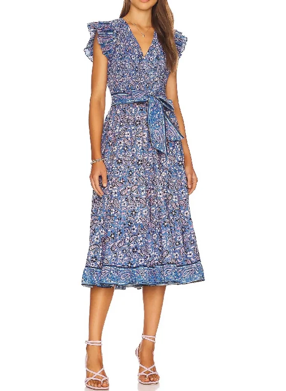 Autumn Midi Dress In Paisley Print Elegant Pleated Detail Midi Dress