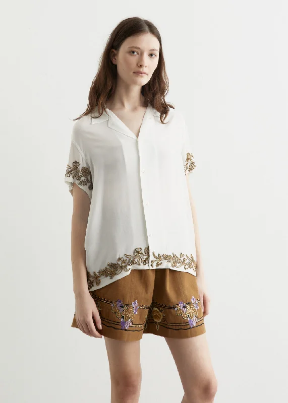 Beaded Wheat Flower Short-Sleeve Shirt Classic Short Sleeve Tunic