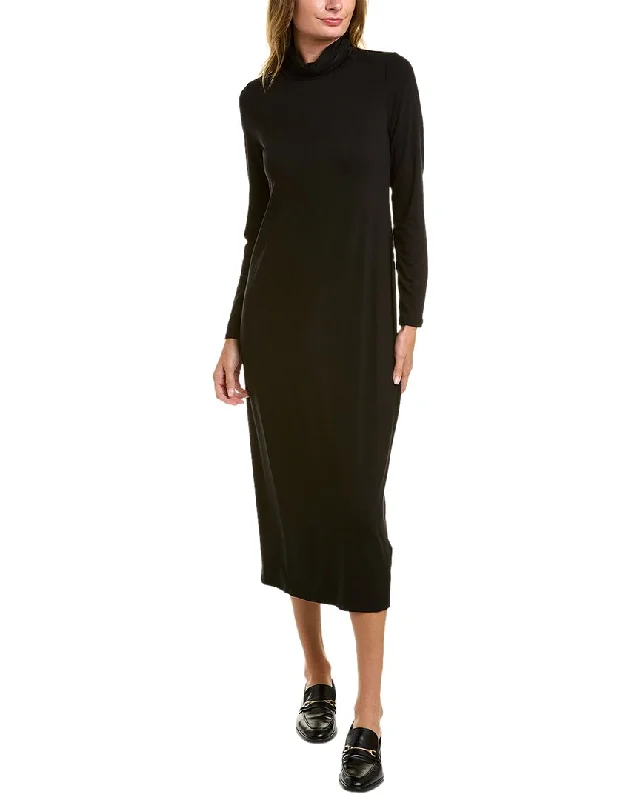 EILEEN FISHER Scrunched Turtleneck Midi Dress Comfortable Ribbed Midi Dress