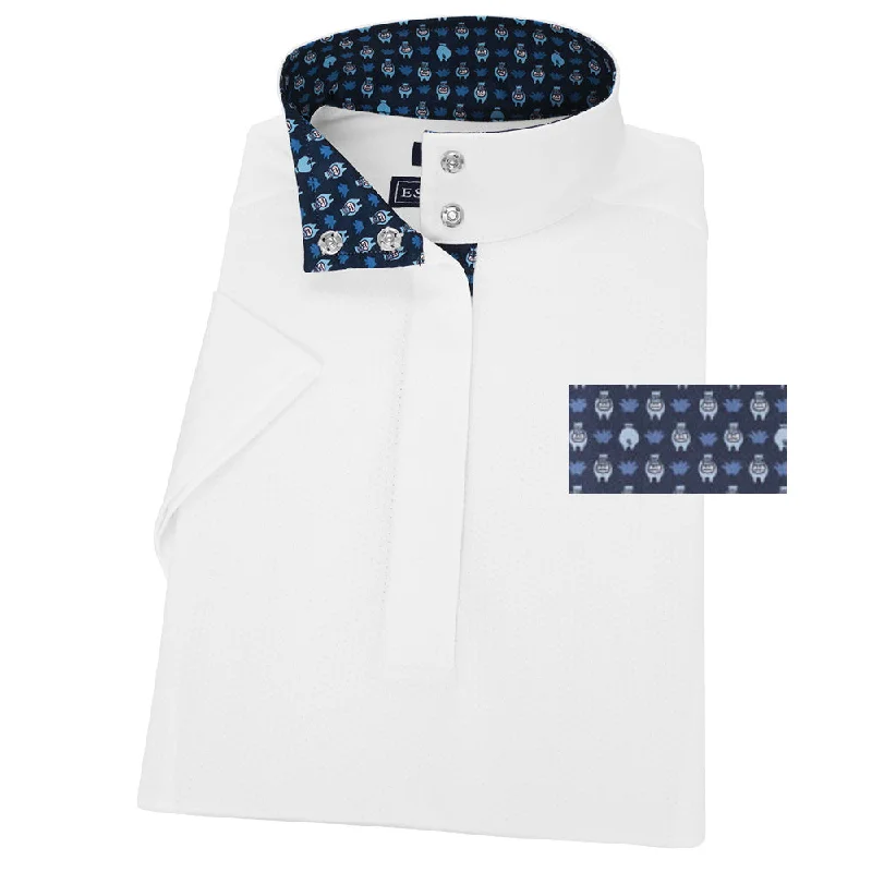 Essex Classics Ladies Hippos Coming and Going Straight Collar Short Sleeve Show Shirt Comfortable Fit Short Shirt