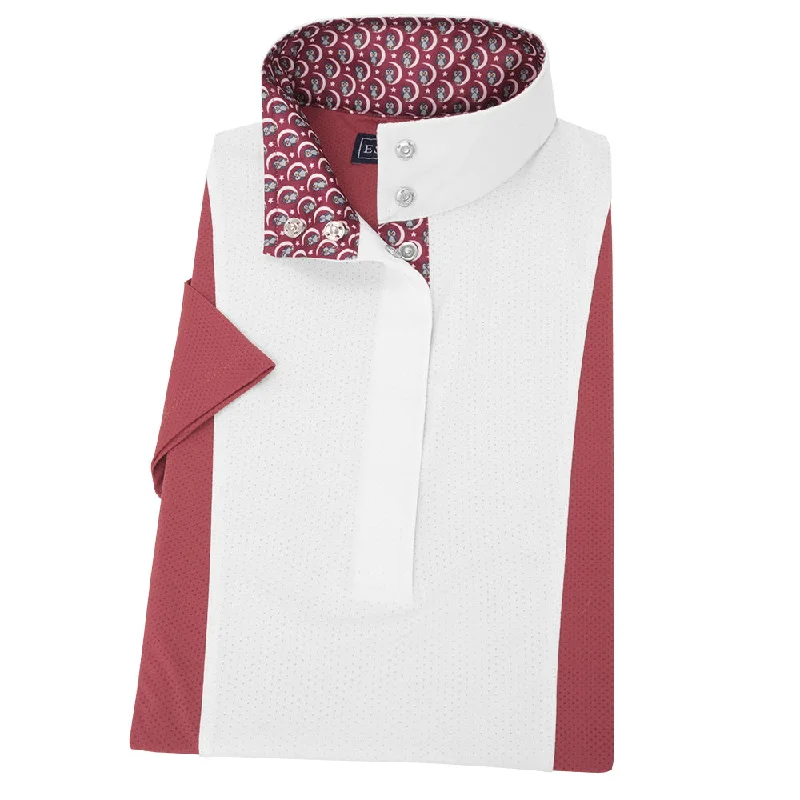 Essex Classics Ladies Luna Hunter Performance Night Owl Burgundy Short Sleeve Show Shirt Elegant High-Low Short Shirt