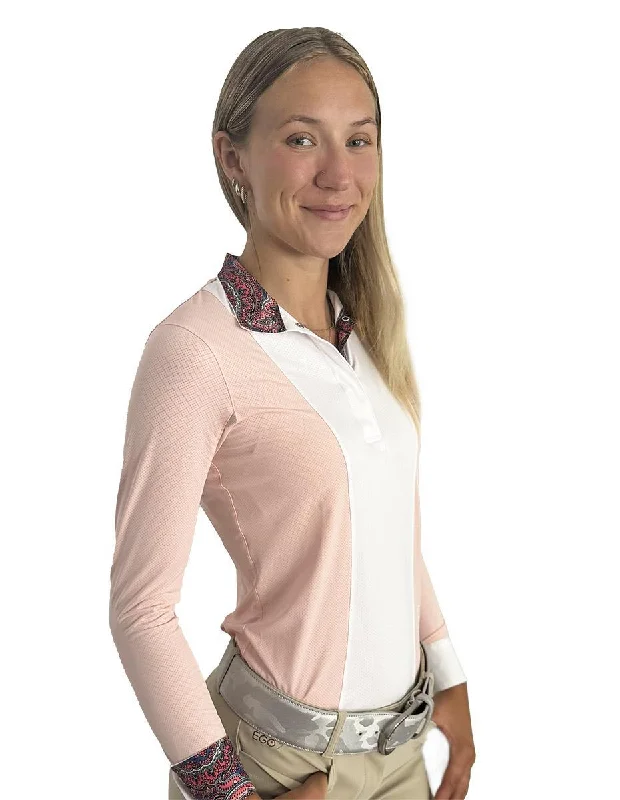 Essex Classics Ladies "Pink Paisley" Luna Performance Long Sleeve Show Shirt Casual Short Sleeve Top