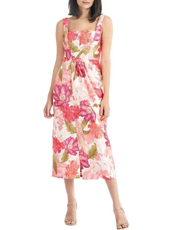 Frankie Womens Floral Calf Midi Dress Fashionable Wide Leg Midi Dress