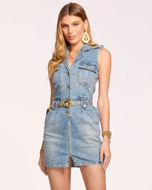 Hedi Denim Mini Dress Fashionable Mini Dress with Pockets