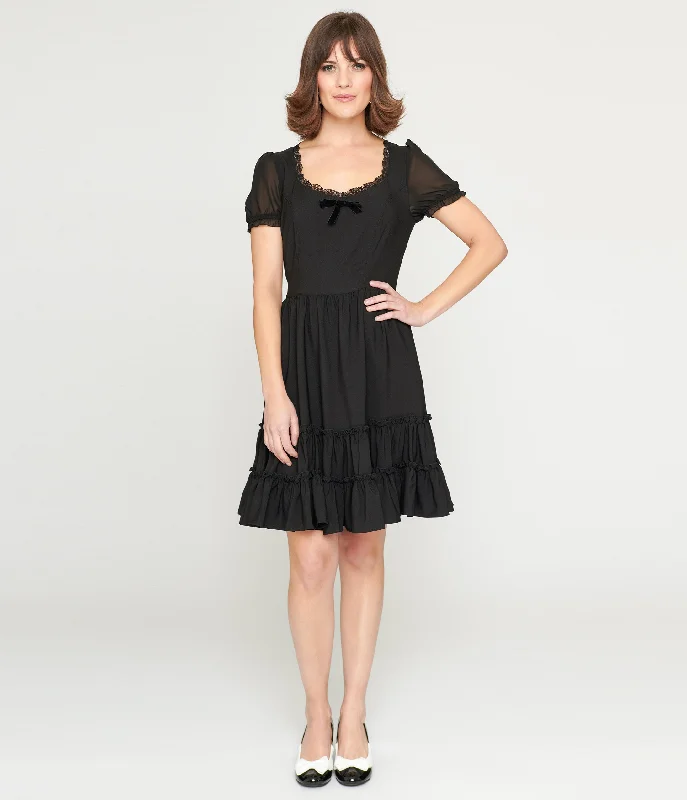 Hell Bunny Black Annette Mini Dress Casual Mini Dress with Pockets