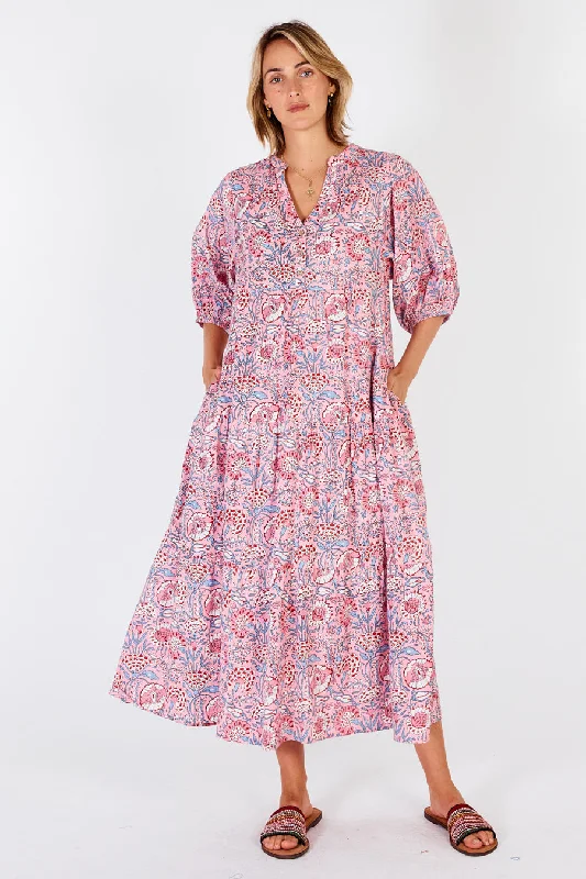 Ibisa - Cancun Midi Dress - Musk Chic Floral Print Midi Dress