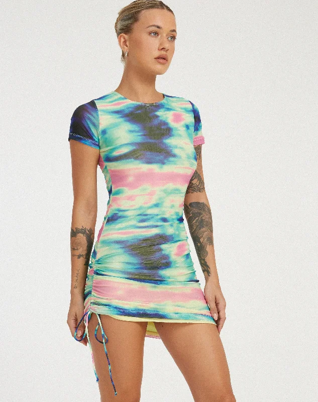 Julep Mini Dress in Multi Blur Orb Navy Trendy Bodycon Mini Dress