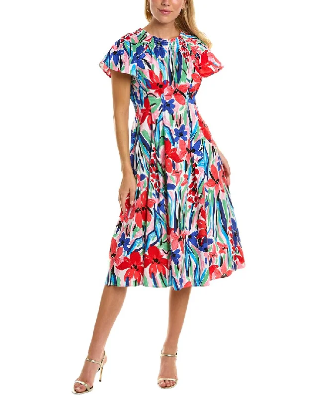 Maggy London Poplin Midi Dress Trendy Floral Wrap Midi Dress