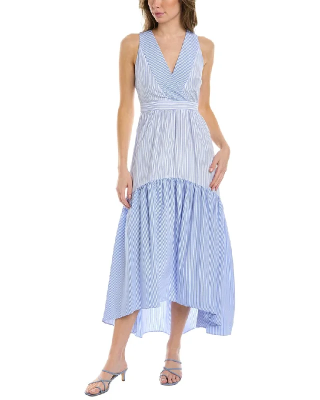 MAISON TARA Striped Midi Dress Cozy A-Line Midi Dress