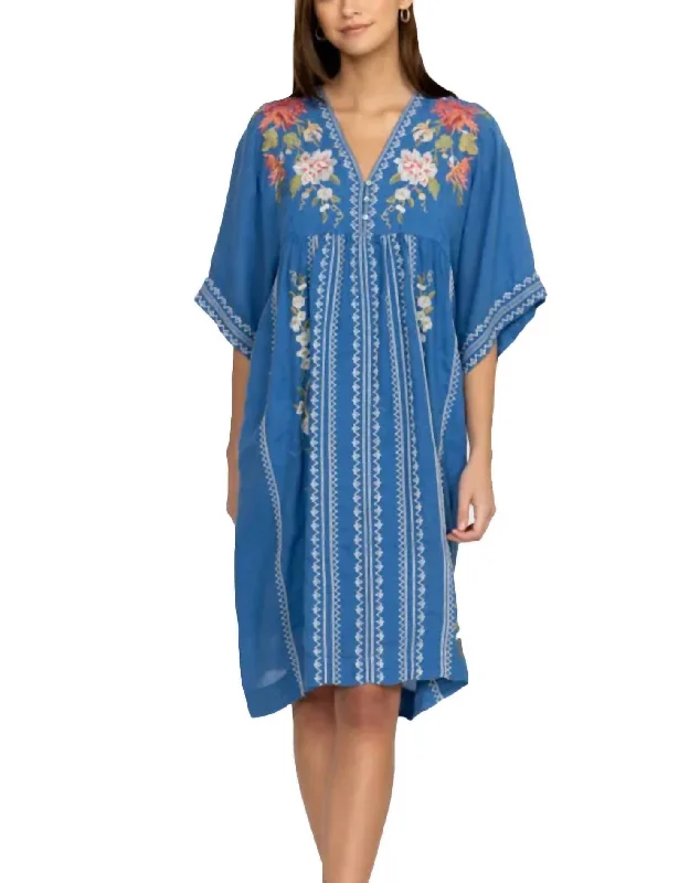 Nalina Kimono Midi Dress In Blue Multi Chic Off-Shoulder Midi Dress