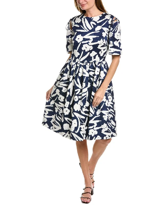 Oscar de la Renta Tie Shoulder Midi Dress Stylish Button-Down Midi Dress