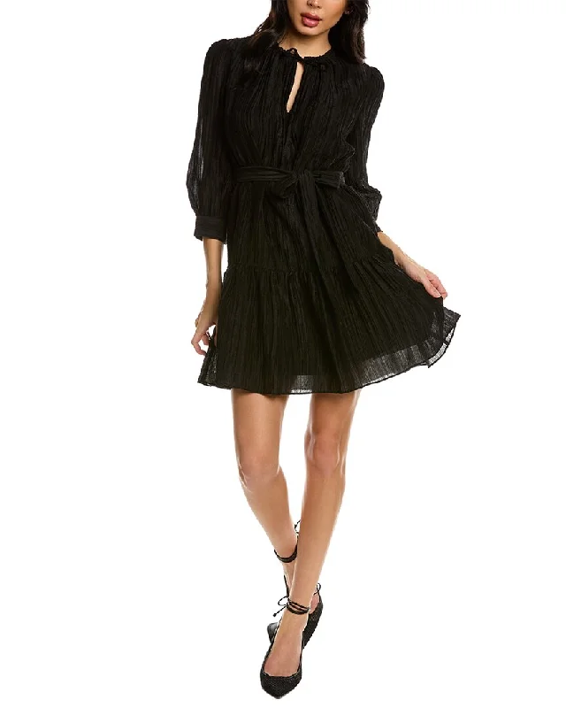 Rebecca Taylor Belted Mini Dress Fashionable Mini Dress with Slits