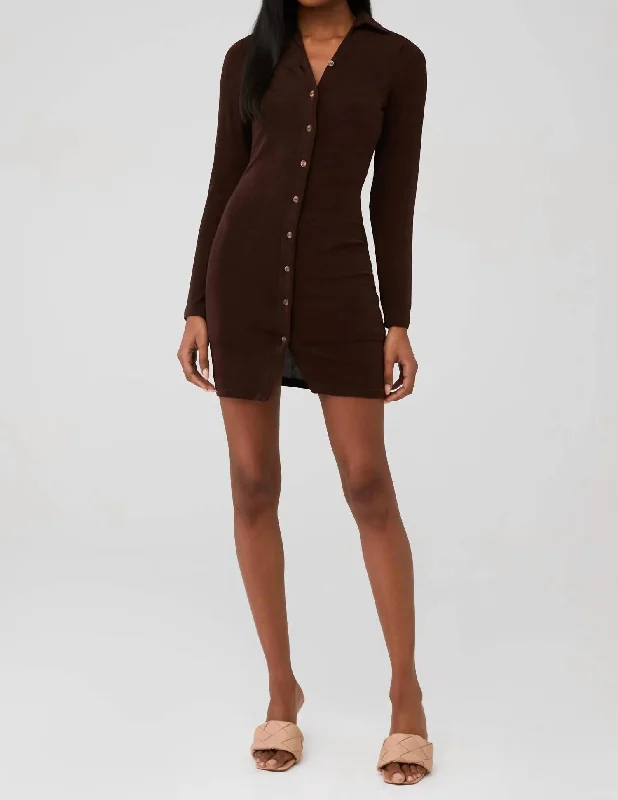 Ring My Bell Mini Dress In Chocolate Brown Trendy Camisole Mini Dress