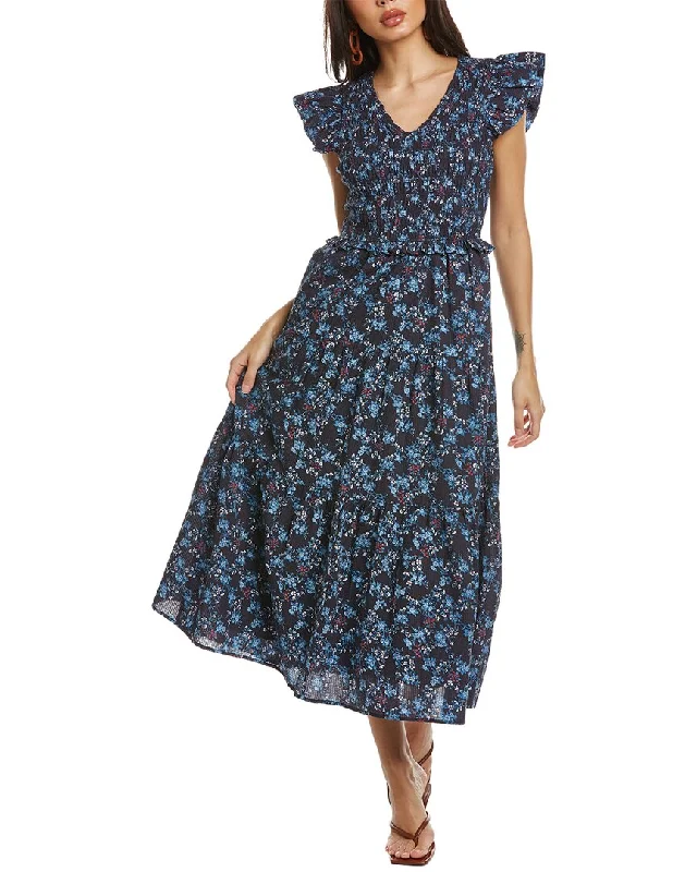 SEA NY Tilly Smocked Tiered Midi Dress Comfortable Sleeveless Midi Dress