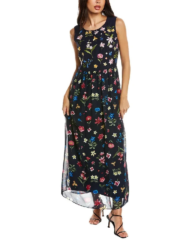 T Tahari Embroidered Midi Dress Stylish Tiered Midi Dress