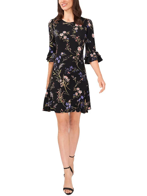 Womens Floral Print Midi Midi Dress Cozy Wide Strap Midi Dress