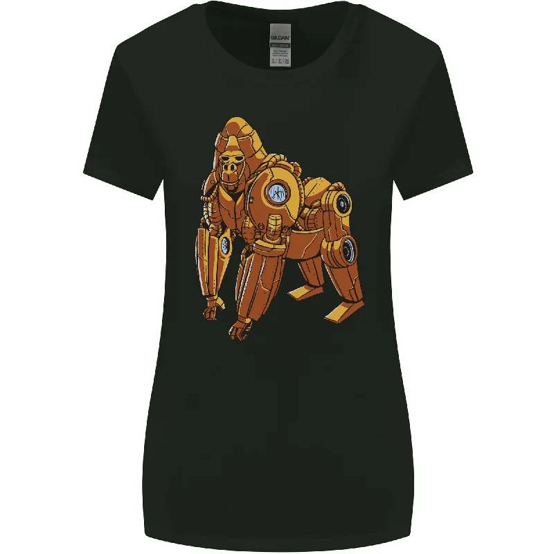 A Steampunk Gorilla Ape Womens Wider Cut T-Shirt Notch Collar Peter Pan Collar Cowl Neck A Steampunk Gorilla Ape Womens Wider Cut T-Shirt Notch Collar Peter Pan Collar Cowl Neck