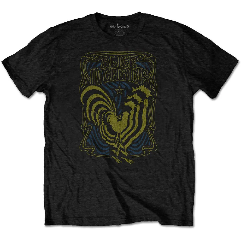 Alice in Chains | Official Band T-Shirt | Psychedelic Rooster Houndstooth Herringbone Solid