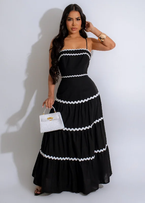 Attitude Maxi Dress Black Stylish A-Line Maxi Dress