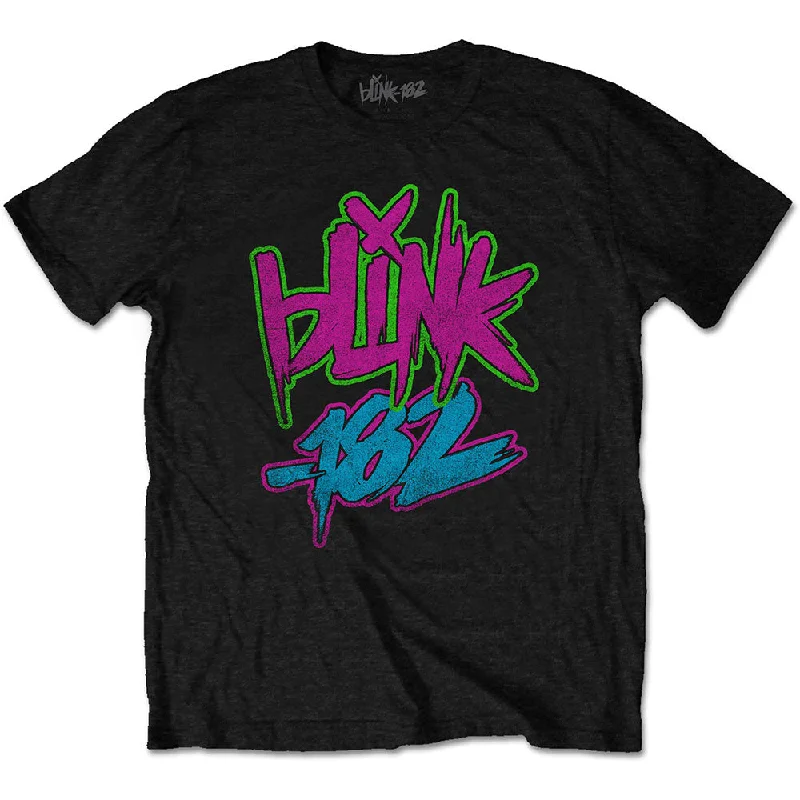 Blink-182 | Official Band T-Shirt | Neon Logo Zippered Front Buttoned Front Snap Front