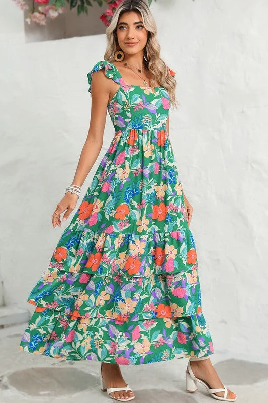 Boho Floral Tiered Maxi Dress *Online Only* Fashionable Sheer Maxi Dress