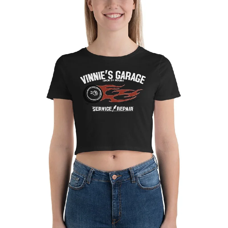 Women's Vinnies Garage Crop Tee Elegant Classic Vintage