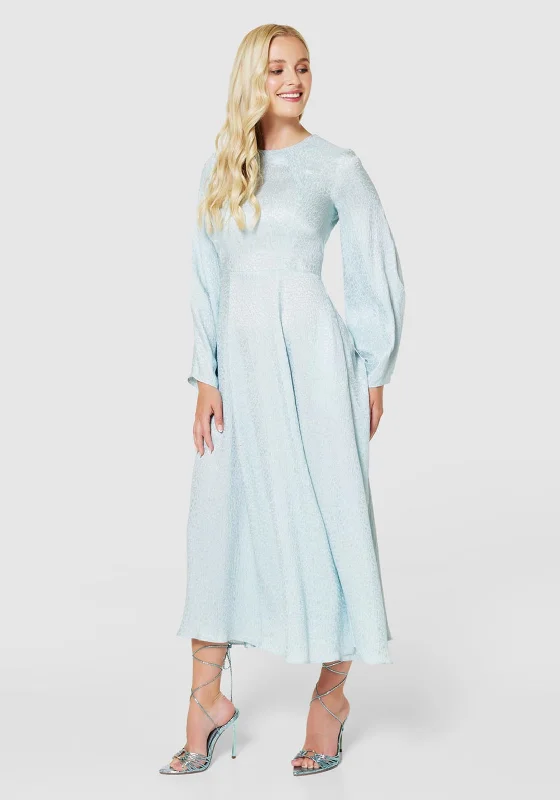 Closet London Jacquard A-Line Maxi Dress, Light Blue Classic V-Neck Maxi Dress