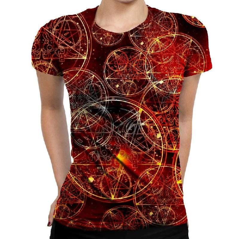 Conjuring Symbols Womens T-Shirt Sequined Glittery Shiny