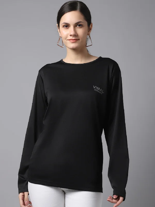 Vimal Jonney Dryfit Lycra Black FullSleeve T-Shirt For Women Cotton Fabric Linen Fabric Terry Fabric