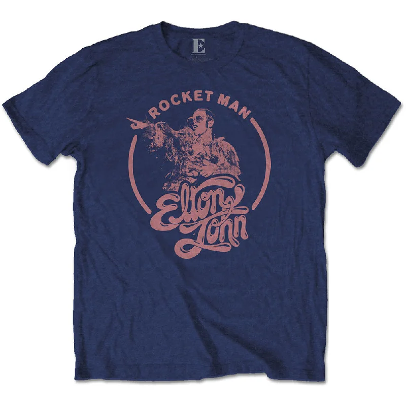 Elton John | Official Band T-Shirt | Rocketman Circle Point Solid Print Embellished