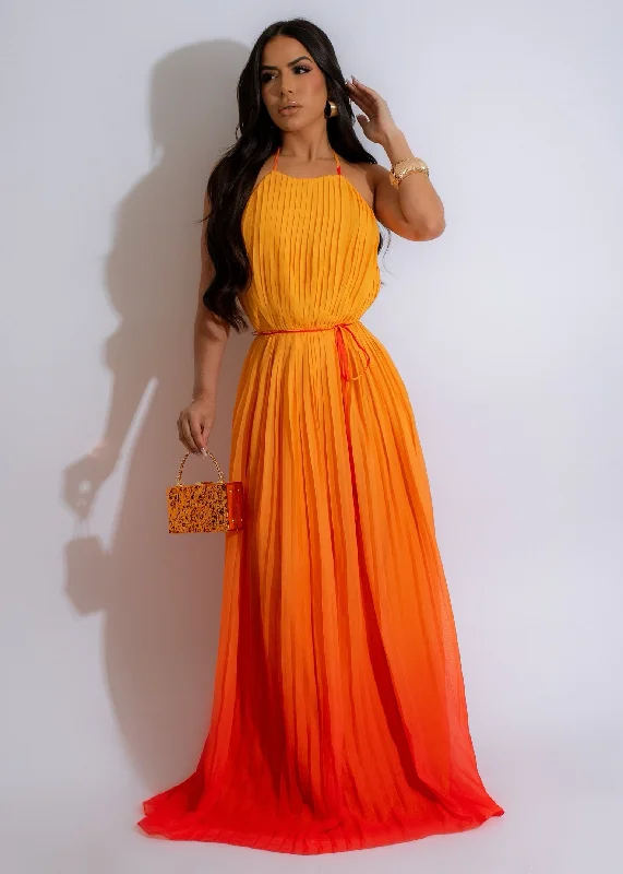 Hot Possession Ombre Maxi Dress Orange Trendy V-Neck Maxi Dress