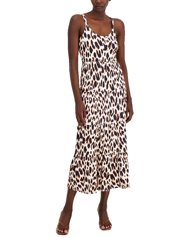 INC International Concepts Leopard Print Maxi Dress Fashionable High-Low Maxi Dress