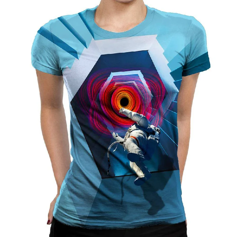 Into The Unknown Astronaut Womens T-Shirt Spandex Blend Rayon Blend Denim Blend