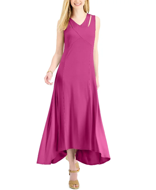 JM Collection Crossover Front Maxi Dress Comfortable Long-Sleeve Maxi Dress