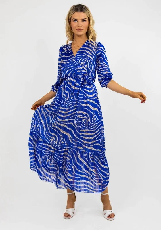 Kate & Pippa Modena Animal Print Maxi Dress, Blue Classic Solid Maxi Dress