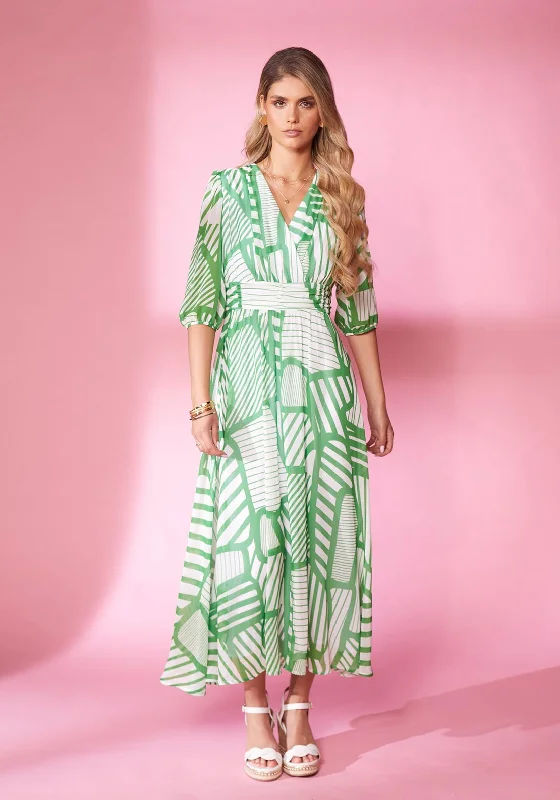 Kate Cooper Asymmetric Striped A-Line Maxi Dress, Apple Fashionable Asymmetrical Maxi Dress