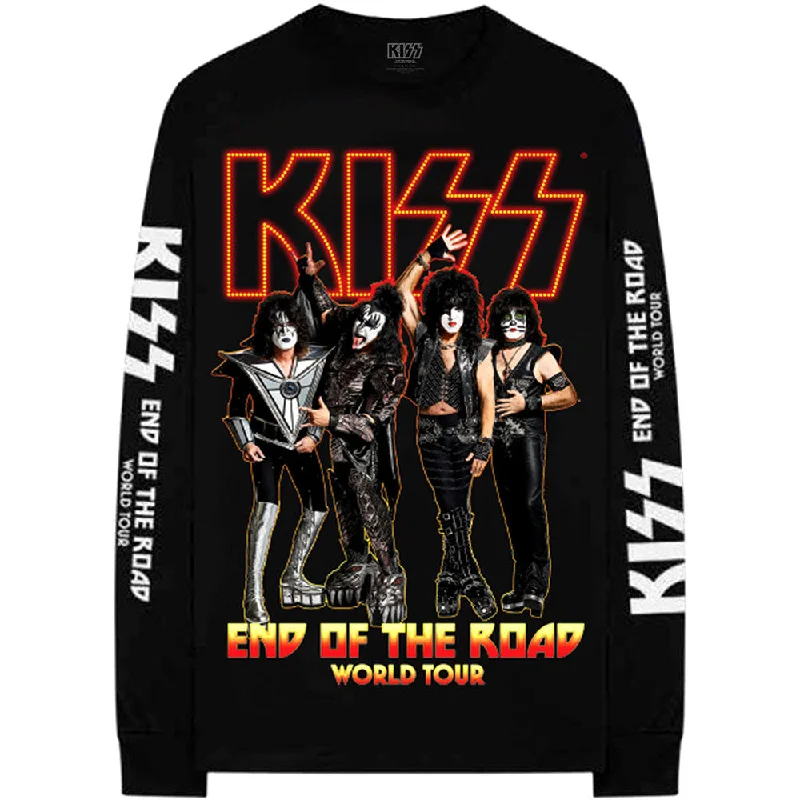 KISS | Official Band Long Sleeved T-Shirt | End Of The Road Tour (Back & Arm Print) Basic T-Shirt Crew Neck Short Sleeve