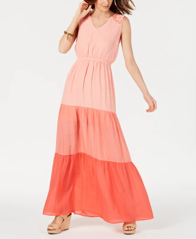 Petite Colorblocked Maxi Dress Classic V-Neck Maxi Dress