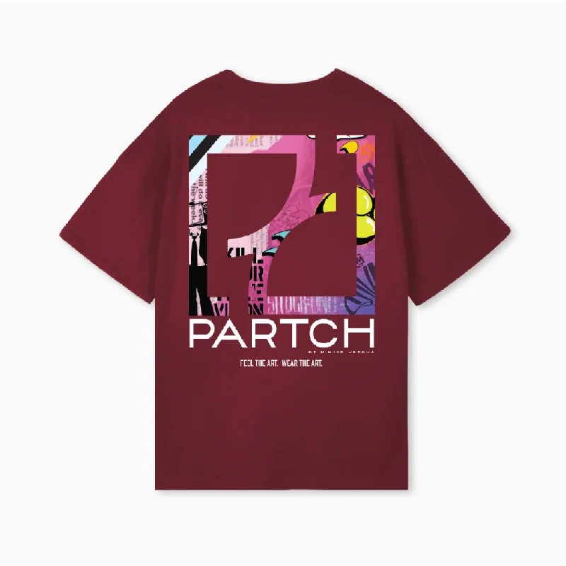 PARTCH Sense Oversized Tee Organic Cotton Burgundy Fashionable Trendy Casual