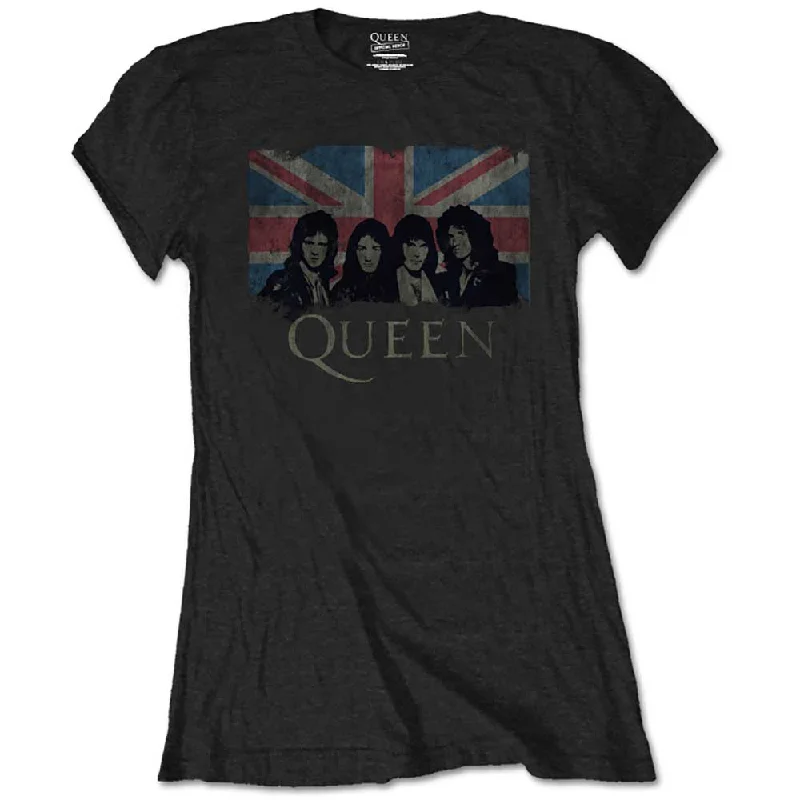 Queen Union Jack Vintage Ladies T-Shirt Lace Blend Ribbed Blend Corduroy Blend