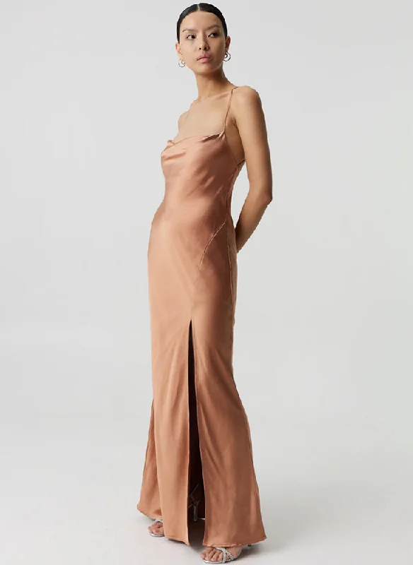 Satin Split Slip Maxi Dress Elegant Silk Maxi Dress