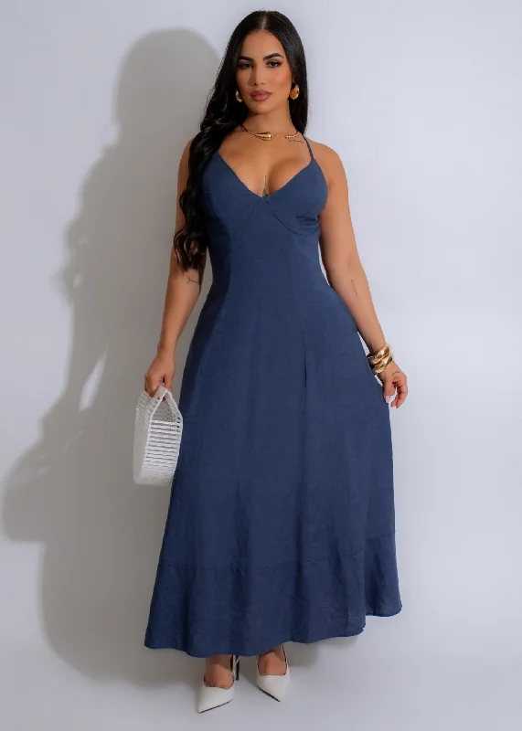 Serene Dreams Maxi Dress Blue Fashionable Asymmetrical Maxi Dress