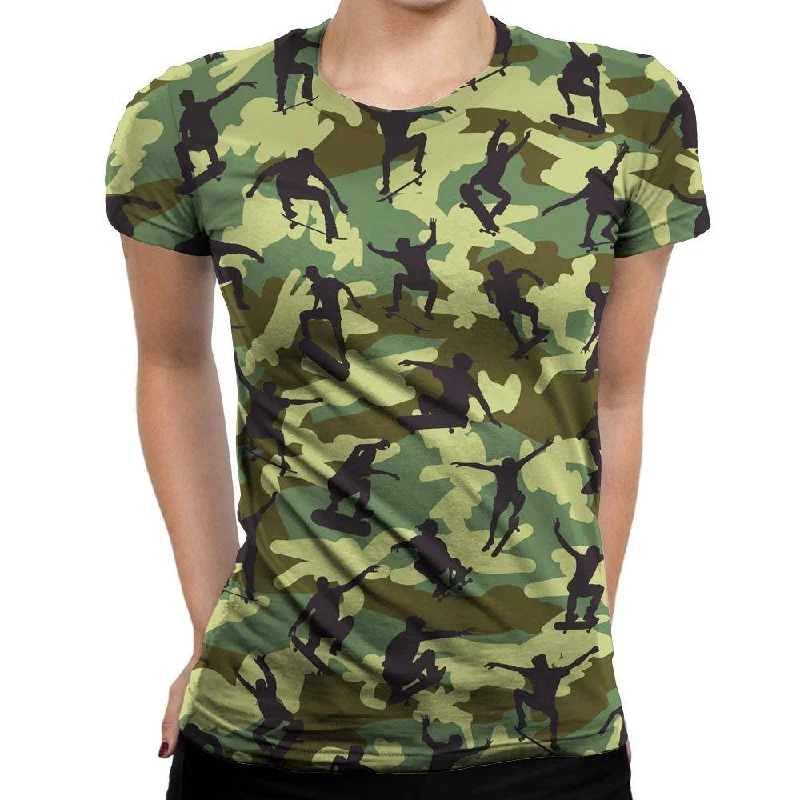 Skater Camo Womens T-Shirt Striped Floral Plaid