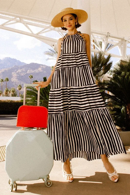 Sleeveless Stripe Tiered Maxi Dress *Online Only* Comfortable Long-Sleeve Maxi Dress