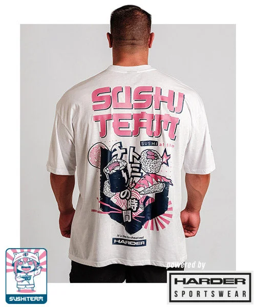 SUPER OVERSIZED T-SHIRT 2023 TEAM SUSHI [unisex] Mesh Fabric Canvas Fabric Denim Fabric