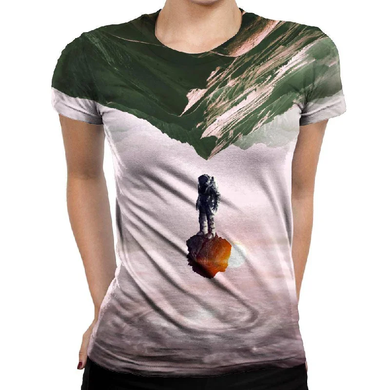 Surreal Astronaut Womens T-Shirt Chenille Brocade Lace