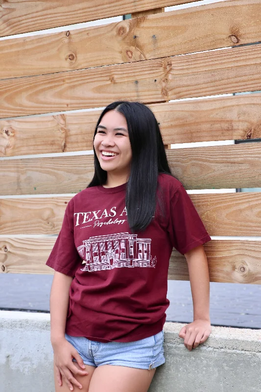 Texas A&M Psychology T-Shirt Notch Collar Peter Pan Collar Cowl Neck