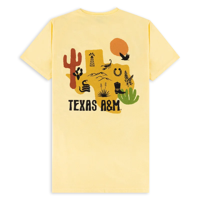 Texas A&M Yellow Cactus T-Shirt Striped Floral Plaid