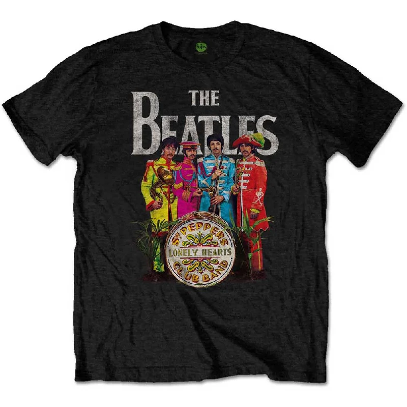 The Beatles | Official Band T-Shirt | Sgt Pepper Solid Color Striped Floral